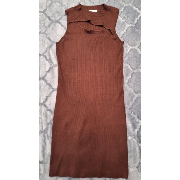 NWOT Pink Rose Brown Sleeveless Ribbed Knit Bodycon Dress/Sz. XL - Picture 1 of 5